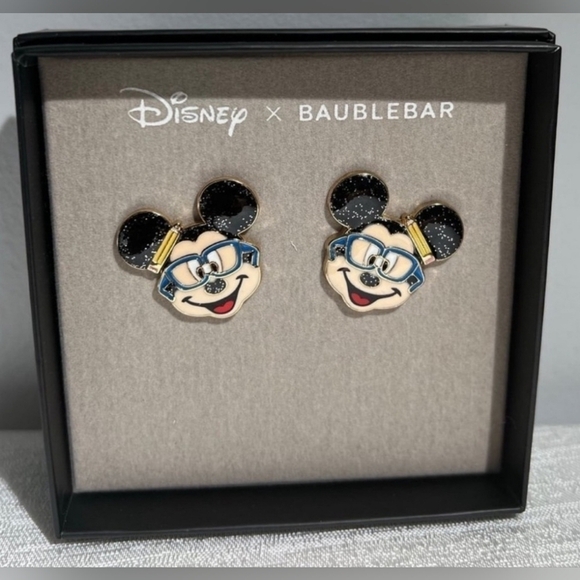Disney Jewelry - 🔹️Disney x BaubleBar🔹️ Mickey Mouse Nerd Earrings - Adorable Glasses Design